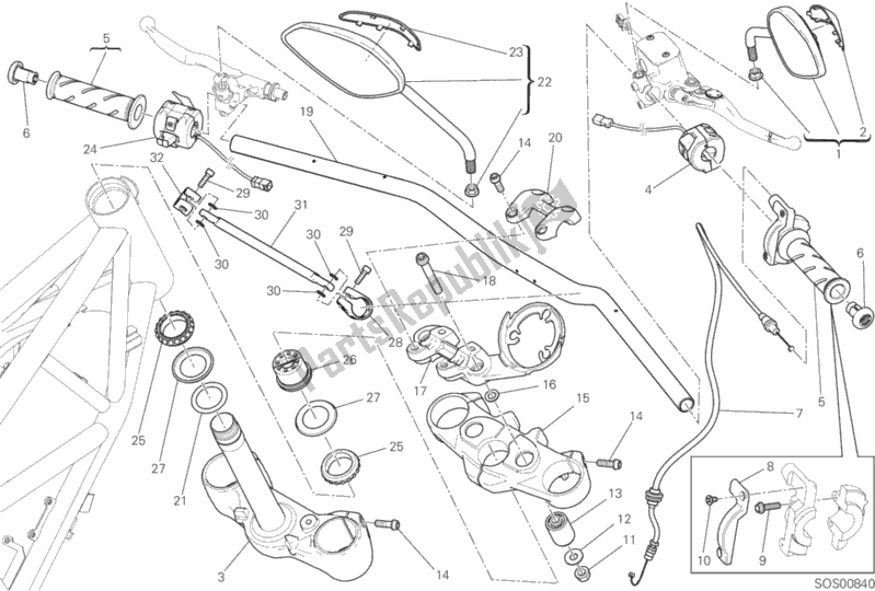 Todas las partes para Manillar Y Controles de Ducati Scrambler Desert Sled USA 803 2017